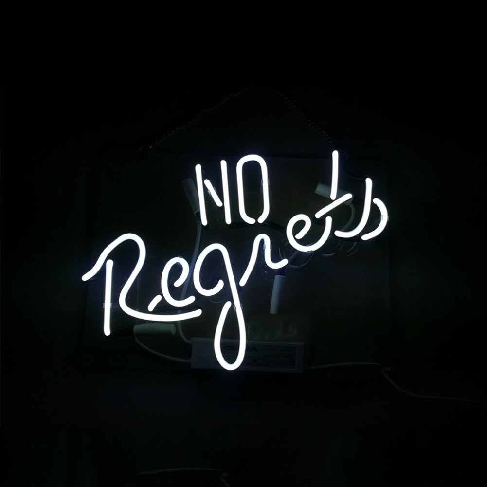 "No Regrets' Beer Neon Sign 14" x 10" for Home Bedroom Pub Hotel Beach Recreational Game Room Decor Garage Wall Sign