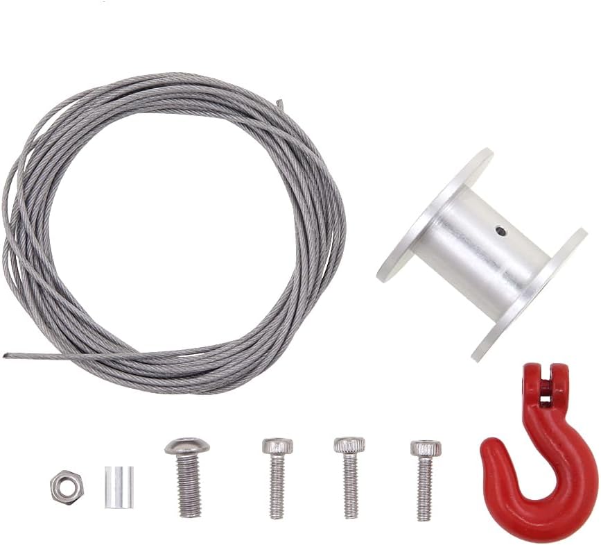 AGFRC 25T RC Winch Spool Kit Set Capstan 210cm Length with Hook for 1/10 1/8 Scale Standard and Low Profile Smart Servo (H16)