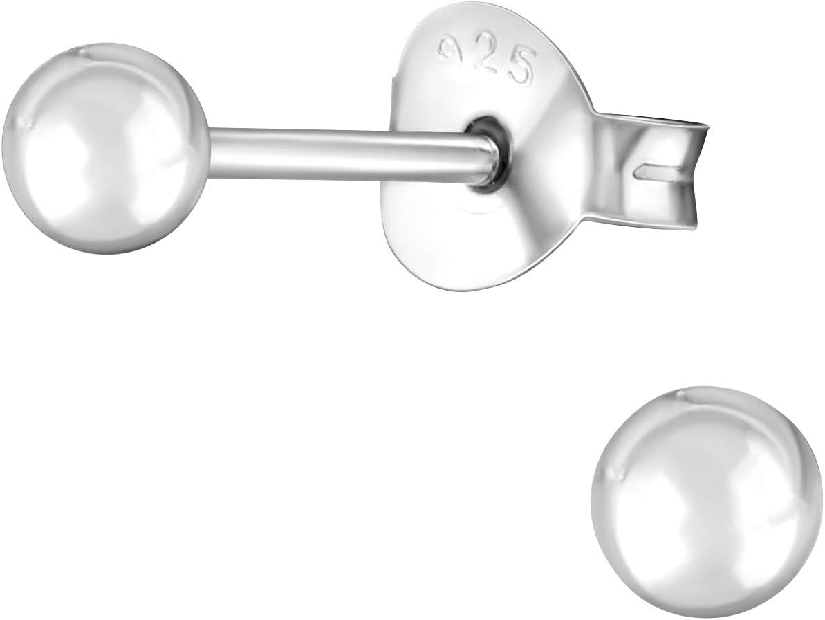 925 Sterling Silver Ball Stud Earrings, Sold as a Pair