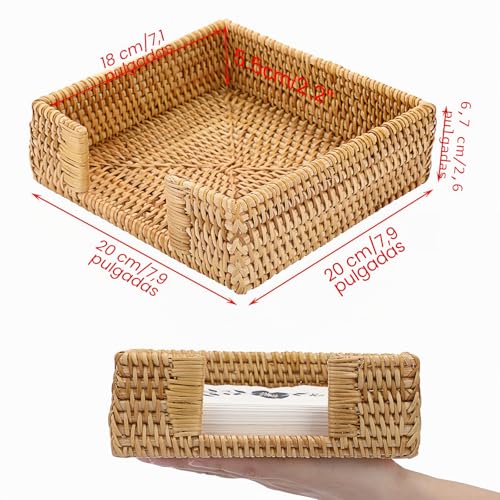Miniatura 7 de Ignpion Servilletero De Ratán Para Almuerzo, Bandeja Tejida Para Servilletas De Papel, Bandeja De Almacenamiento Para Cocina, Comedor, Bar, Fiesta, Moderno Organizador De Servilletas De Buffet Para