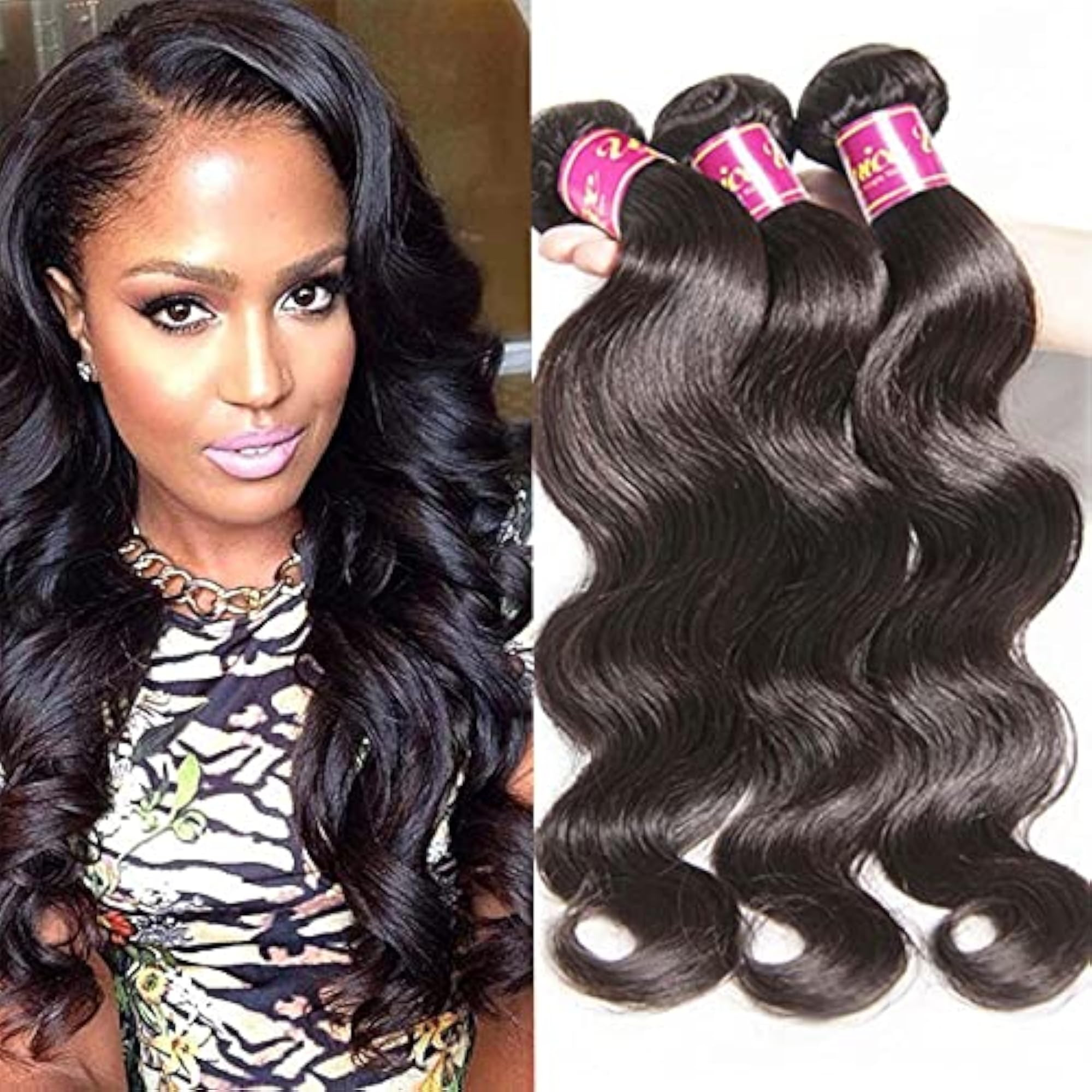 3pcs Brazilian Virgin Human Hair Weave Bundles, Body Wave