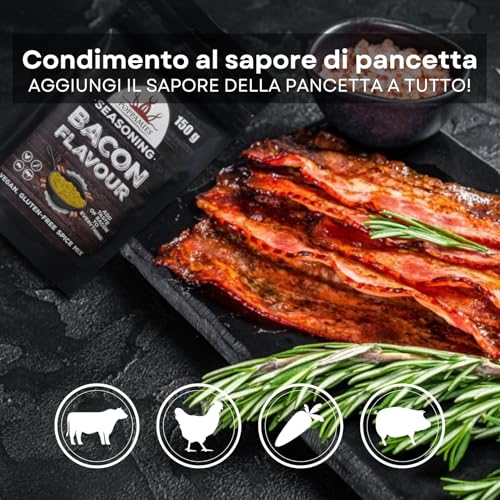 Mix Di Spezie Vegane Al Gusto Bacon - 100% Naturale Condimento Per Bbq - Perfetto Per Carne Verdure O Come Condimento Per Popcorn - Confezione Da 150G - 3