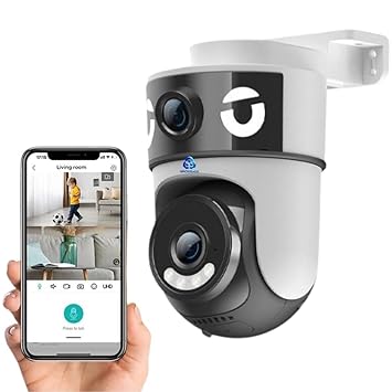 Supercam Kyrone 5+5MP Dual Lens WiFi Outdoor CCTV Camera | 360� FHD View | Color Night Vision | Motion Detection | 2-Way Audio | IP66 Waterproof | Supports 128GB SD Card