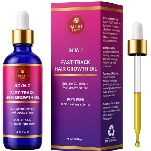 Hair Growth Mixture, Fast Track Hair Oil (34 in 1) for rapid growth, Moisturizer, restore scalp, blend of exotic oils and rare botanical extracts. For all hair types. 2 fl oz