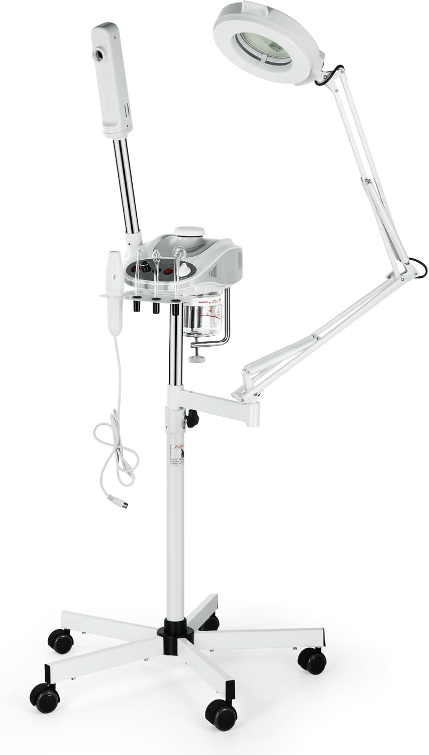 3 in 1 Aromatherapy Facial Steamer 5X Magnifying Lamp & High Frequency Equipment