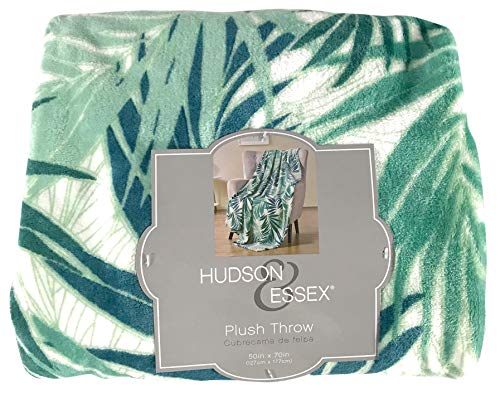 Vcny Decorative Throw Blanket: Large Lush Palm Leaf Design Accent For Couch Or Bed, Colors: Green Blue White #TOP3