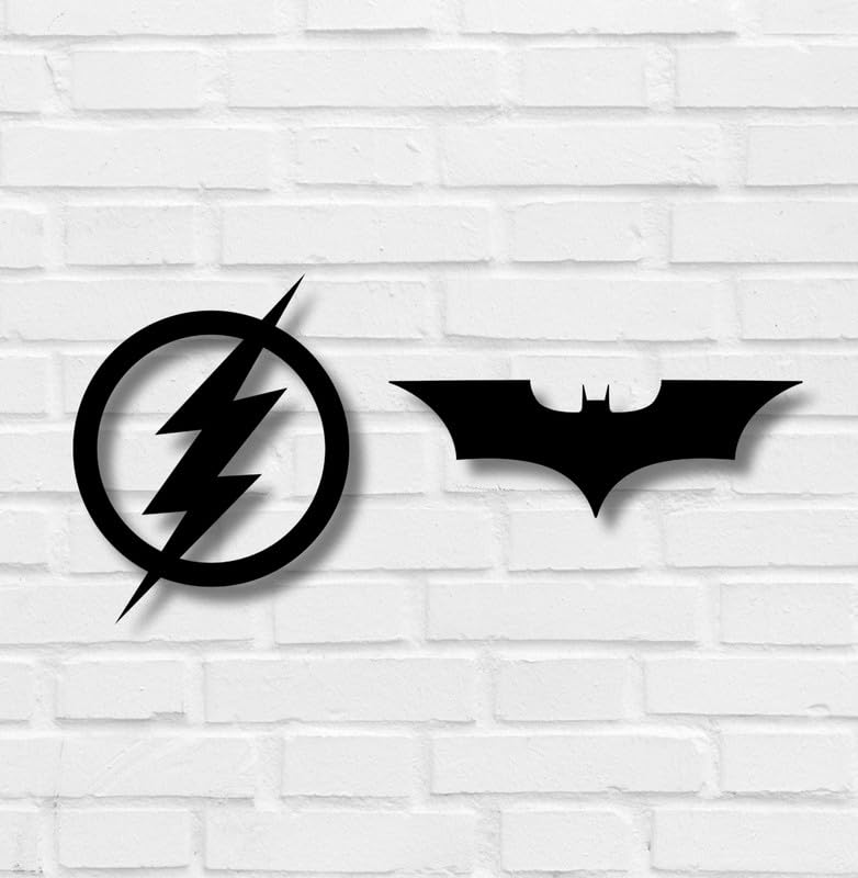 Image of TWIGGY Superhero 6mm MDF Wooden Wall Decor Set for Home, Office, or Gaming Room, Gift, Anime (pack of 2 | The Flash, The Dark Knight)