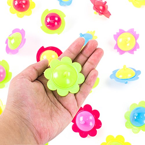 Super Z Outlet Mini Hand Finger Spinner Tops Twisting Plastic Flower Prize Toys for Children Birthday Party Favors (36 Pack)
