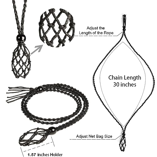 4 PCS Crystal Cage Necklace With Adjustable Length Cord - Empty Stone Pendant Holder - Hand-Woven Replacement2