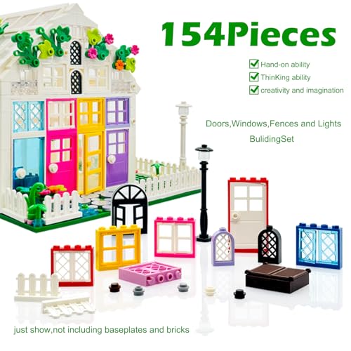 150+ Pieces Windows and Doors Fences MOC Building Block Toy Set Creative House Architecture Accessories DIY Building Bricks Kit Compatible with Major Brands Gift for Kids Ages 6+ Yrs - Image 6