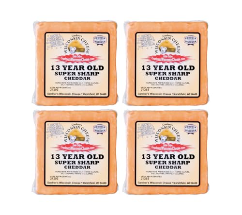 Gardner's Wisconsin Cheese, Artisan Cheese 4 Packs (13 Year Super Sharp Cheddar) (6 Ounces Per Block) - Artisan Cheese Made in Wisconsin, Perfect for Grilling, Barbecues, and Holidays!