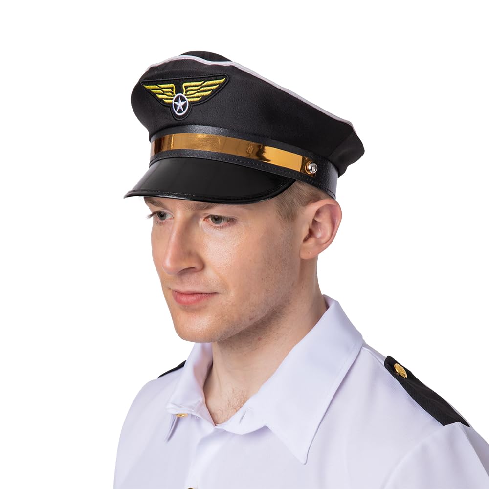 Wicked Costumes Adult Airline Pilot Cap Fancy Dress Hat Accessory