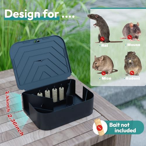 Rat Station Box with 1 Key, Complete Rodent Solution Keeps Rats Away, Pet & Child-Safe, Lock & Key Available, Reusable & Long-Lasting, Indoor & Outdoor, 6 Pack by Anblak - Image 3