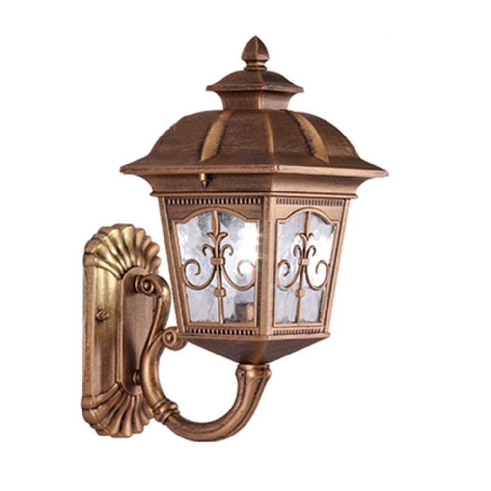Lumière murale retro bronze et verre pour eclairage exterieur de porche