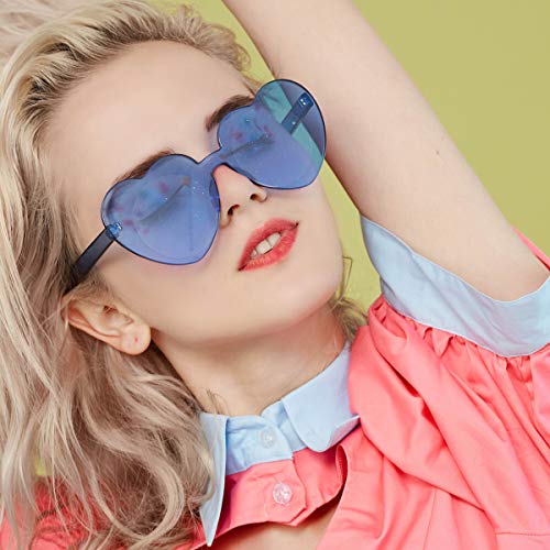 OLIN Heart Thick Oversized Rimless Sunglasses One Piece Eyewear Colored Sunglasses for Women3
