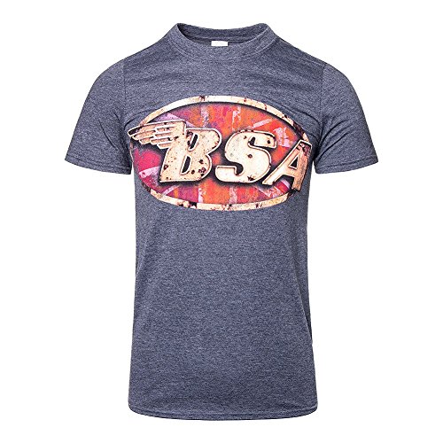 Camiseta Oficial BSA British Motorbike Gris ~ Logo clásico Vintage Moto M