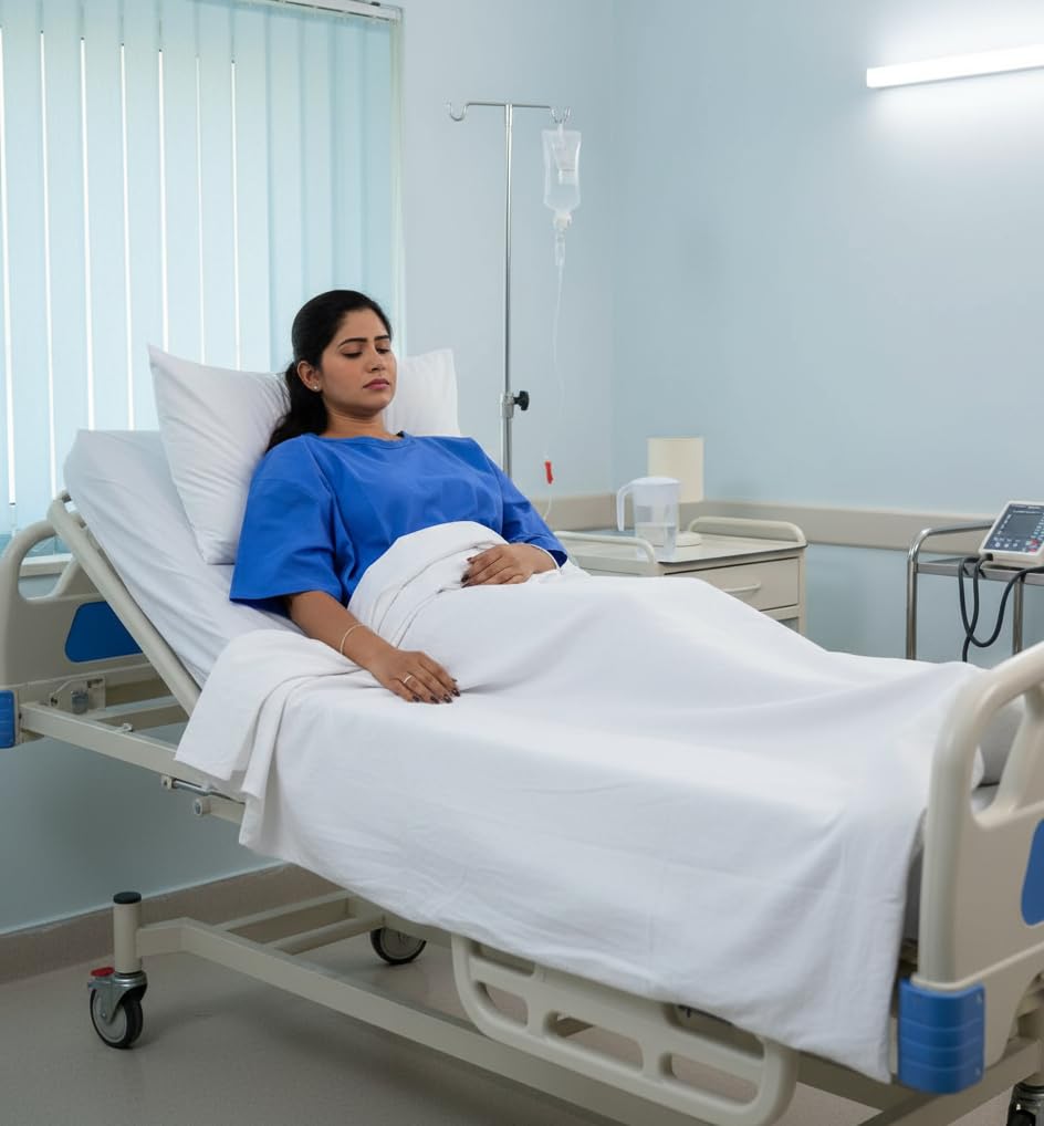 Workwearscrubs Patient Gown Plain Free Size Cotton Fabric Hospital Wear Both Side Wearable 120 GSM Blue 2