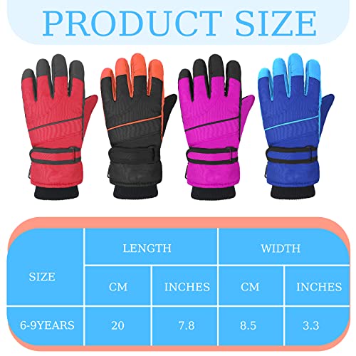 Xuhal 4 Pairs Kids Snow Gloves Winter Ski Gloves Waterproof Warm Gloves Windproof Snowboard Snow Gloves For Boys And Girls Cold Weather Ski Work Garden #TOP1