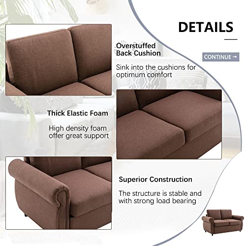 Merax Sleeper Couch Small Sofa For Living Room Or Bedroom Including Pull Out Bed Sofabed, Compact, Brown W/Mattress #TOP5