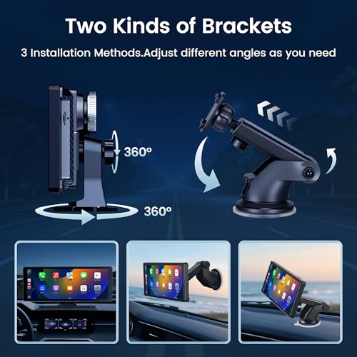 10.26" Carplay Screen for Car,4K Dash Cam,Portable Tablet for Apple Android Auto,Voice Touch Control GPS Navigation,Stereo Audio Radio,Rear Backup Camera,Bluetooth,Wireless Mirror for Truck