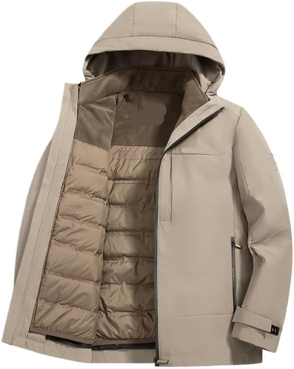 Mens Cropped Solid Color Hooded Down Jacket Autumn Winter Casual Thick Warm Puffer Jackets Coat