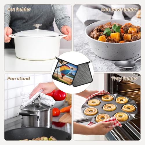 Hawaii Hot Air Balloon Printed Square Silicone Hot Mat (7.1 inches) - Suitable for Frying Pans, Ovens, Grills, Kitchen Tables - Image 6