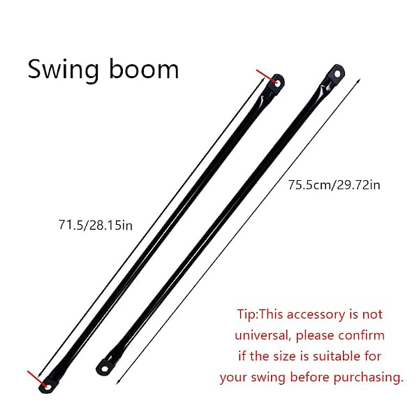 Metal Garden Swing Hanging Rods, Swing Replacement Rods, Round Metal Rods for Garden Swing Seat, Swing Boom, Swing Set Boom, Swing Pole. 2-Pack, Black (75.5cm/29.72in) by ZSHIYUIO - Image 3
