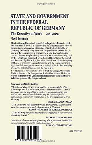 State & Government in the Federal Republic of Germany: The Executive at Work (Pergamon International Library of Science, Technology, Engineering)