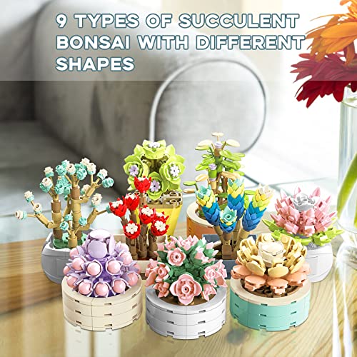 JMBricklayer Succulent Flowers Botanical Collection Building Set, Mothers Day Flowers Gifts for Mom, Plants Office Home Decor Bonsai, Creative Toys Building Project for Adults, Gifts for Girls Women - Image 3