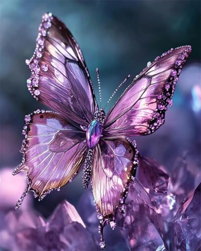 Kit point de croix perles papillon violet 50x60cm idee cadeau loisirs