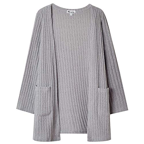 Girls Front Open Cardigan Long Sleeve Knit Sweater With Pockets Casual Soft 10 11 Gray #TOP11