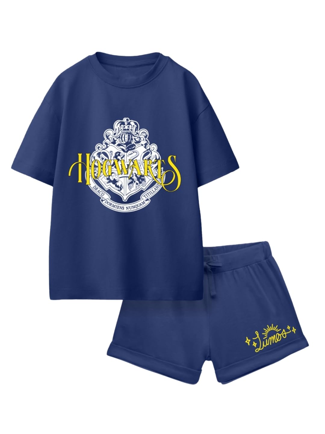 Nap Chief Girls Cotton Harry Potter Co ord Sets, T Shirt And Shorts for Kids Casual Wear