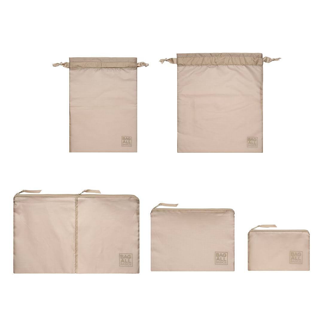 Bag-all Packing Cubes Zestaw z nylonu pochodzącego z recyklingu – 5-częściowy zestaw organizerów podróżnych, worki kompresyjne i torby na walizki i szafy na ubrania, sortowanie ubrań, bielizny i