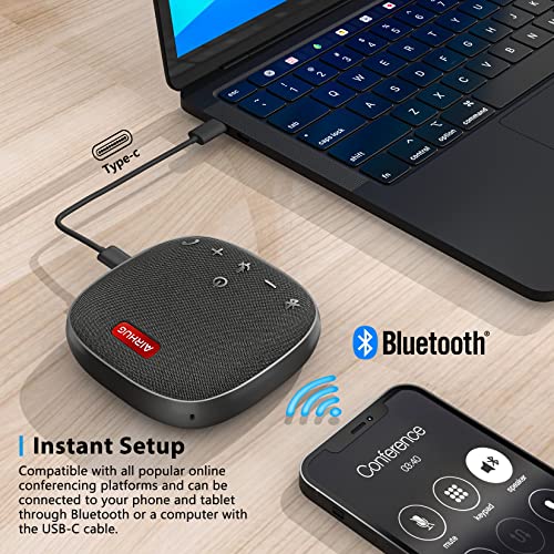 Airhug Bluetooth Speakerphone,Conference Speaker With Microphone,6 Metes Hd Voice Pick Up,Advanced Noise Reduction Algorithm,Usb-C Plug & Play,Compatible With Zoom,Ms Team,Skype #TOP5