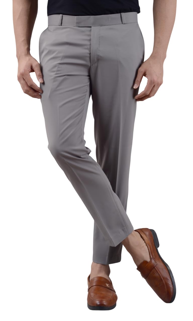 villain Solid Mid-Rise Stretchable Men's Formal Trousers-picture-15