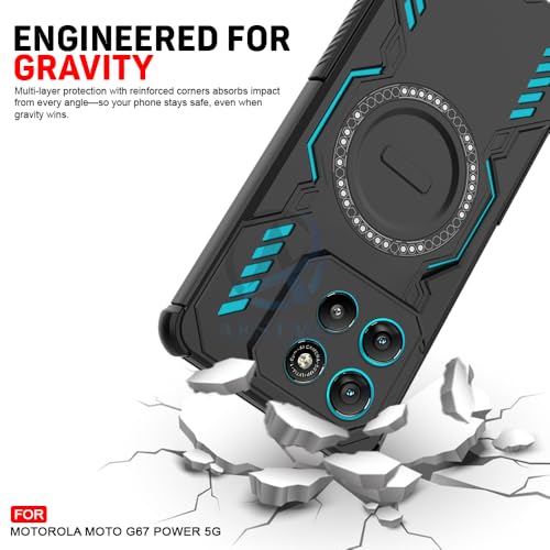 Image of AESTMO Back Case Cover for Moto G67 Power 5G / G57 Power 5G | Magnetic Case with Built-in Metal Ring | Compatible with MagSafe Accessories | Shockproof Hybrid (PC + TPU, Black)