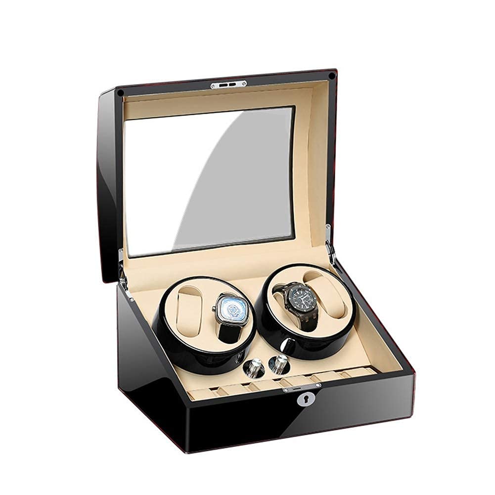 NZPOST Automatic Watch Winder 4+6 with Quiet Motor and 5 Rotation Modes Wood Shell Piano Paint Fit Lady and Man Automat