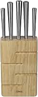 LUMAI Kit Porta Facas de Madeira com 5 Facas Inox com Faca do Chef, Santoku, Pão, Utilitária e Descascar, Cepo para Organização de Facas na Bancada da Cozinha