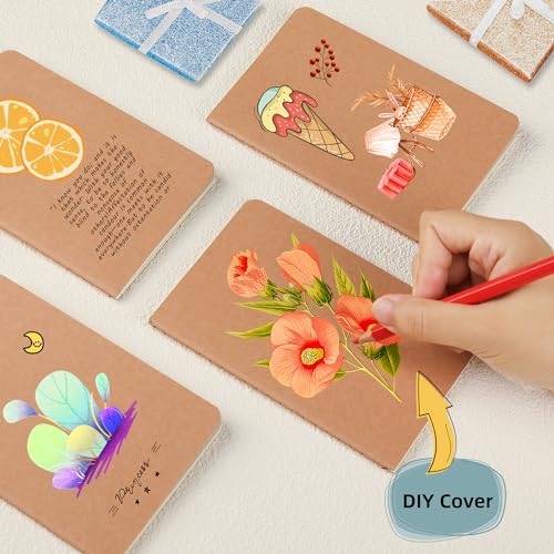 XYark 20 Pack Blank Small Pocket Notebook Journals Bulk with Thick Unlined Paper, 60 Pages, 5.5x3.5 inch, A6 Size, Easy to Carry, Kraft Cover, Diary Writing Sketchbook Subject Notebooks Planner - Thumbnail 2