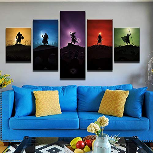 Haoshunda Magic: The Gathering Mtg 5 Panel Canvas Print Wall Art (8X14X2,8X18Inx2,8X22Inx1) #TOP2