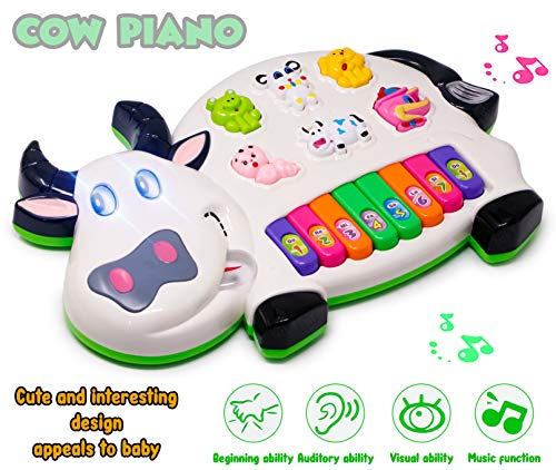 Image of Zest 4 Toyz Musical Cow Piano Toy for Baby with Flashing Light & Sound Toys for Kids, Early Development Musical Toy Plastic (Multicolor)