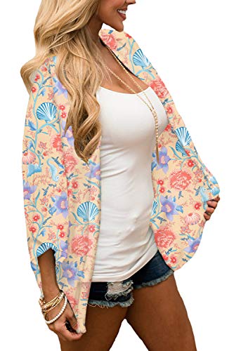Image of CASURESS Women's Cardigan-Sheer Kimono Loose Summer Floral Print Cover Ups