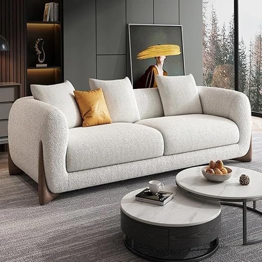 Image of Polyester Velvet Contemperory Sofa Set with Cushion Chaise Lounge, Sectional Sofa Perfect for Your Living Room,Guests Room & Office. (Beige, 3+2)