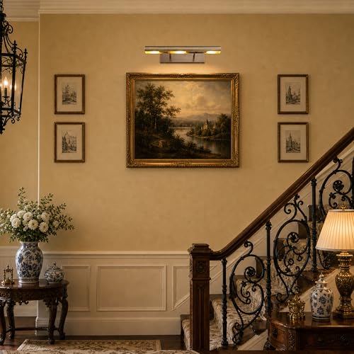 Image of 18 Inch Picture Light Hardwired - Bronze Picture Light Rotatable 270 Dimmable Art Light for Living Room,Study Room, Museum,Library Display,Foyer,Bathroom Vantiy