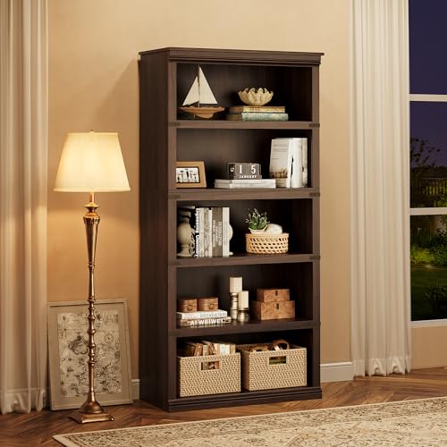 GAOMON 5 Tier Bookcase, Farmhouse Book Shelf with Storage Open