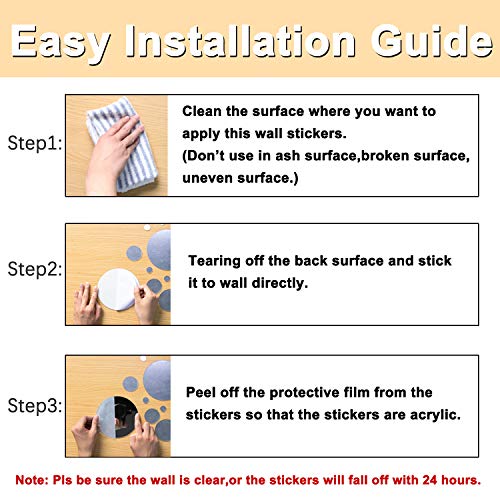 Mirror Wall Stickers Self Adhesive Mirror Tiles For Bedroom Silver 3D Acrylic Mirror Wall Decals Peel And Stick For Living Room Kroshine Diy Wall Decor (Round 40Pcs) #TOP3