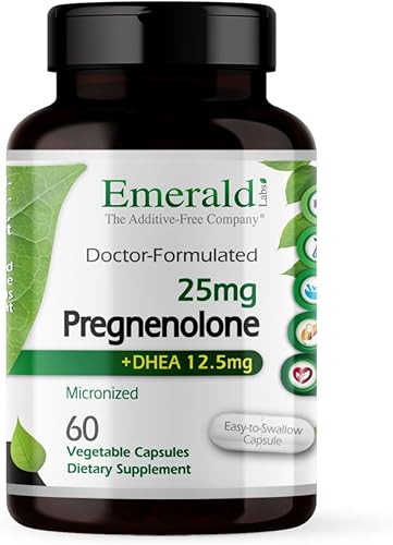 EMERALD LABS Pregnenolone 50mg con DHEA 25mg - Suplemento de bienestar premium para apoyar la salud cerebral, la respuesta inmune y el equilibrio