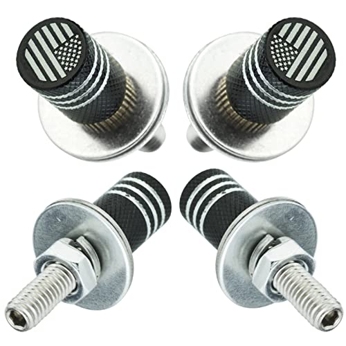Arenbel License Plate Frame Bolts American Flag Car Tag Fasteners Screw Kit Fit Vehicles Motorcycle Trucks Suv,4Pcs Black #TOP5