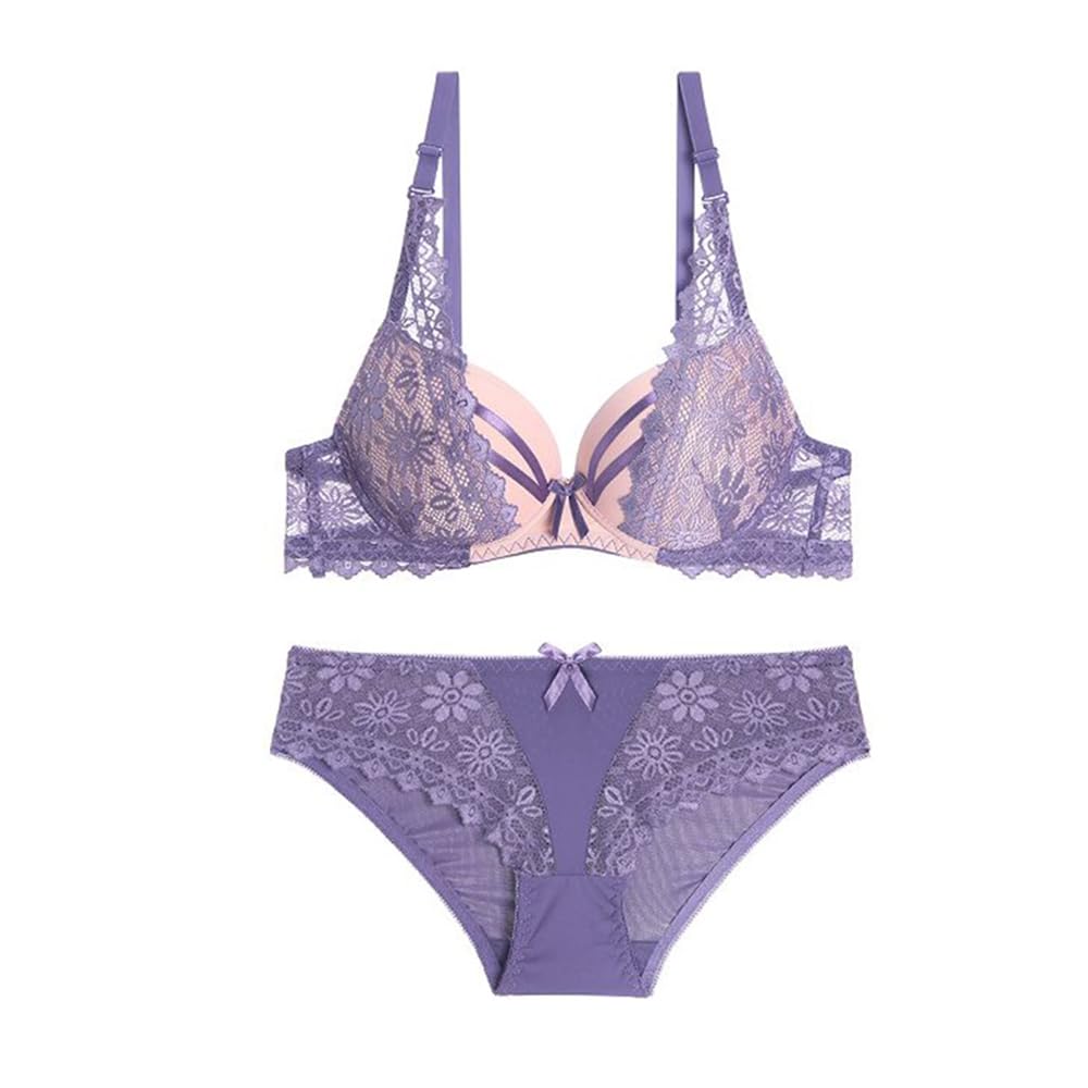 secret lives Grey Padded Push up Bra Panty Lingerie Set for Women (6683)-picture-41