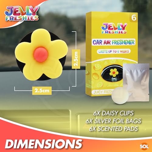 6pk Daisy Vent Clip Car Air Fresheners Lemon Scent | Car Air Fresheners, Air Freshener Car, Air Freshener Car, Car Air Fresheners for Women, Fresh Juicy Lemon Scents, Long Lasting Aroma - Image 3